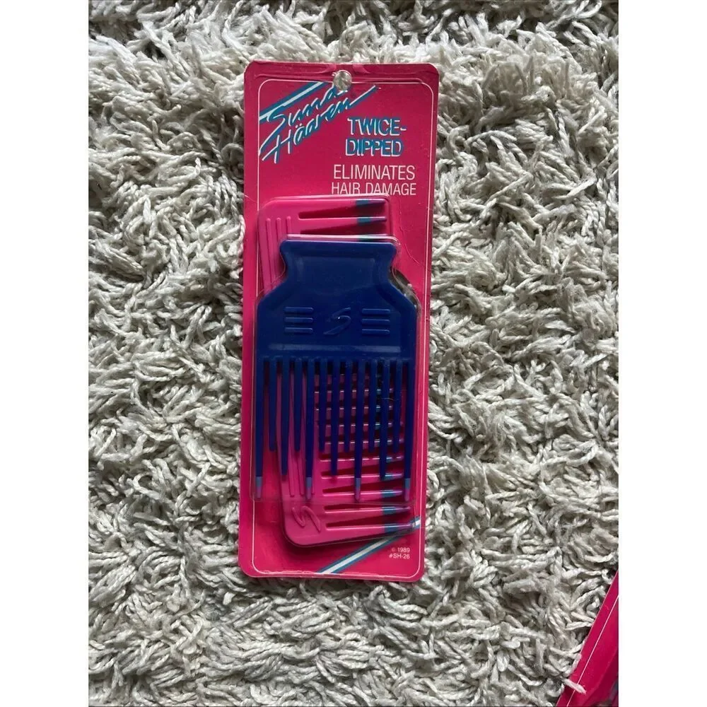 Sund Haaren Twice Dipped “Touch Me” Tips Comb & Piks 1986 Pink White Blue 3 Pack